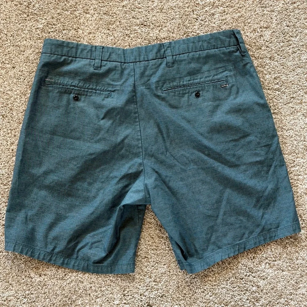 Hurley Mens Nike Dri-FIT‎ Hybrid Chino Shorts Teal Blue Heathered Size 36